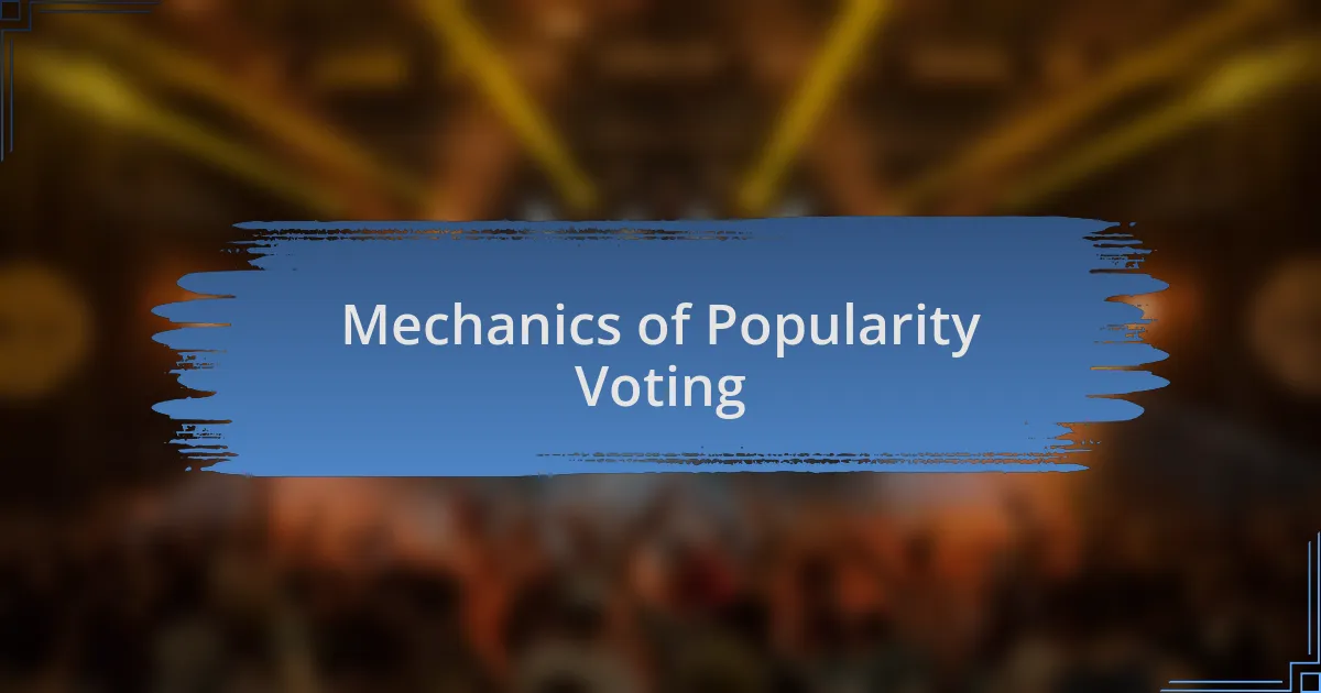 Mechanics of Popularity Voting