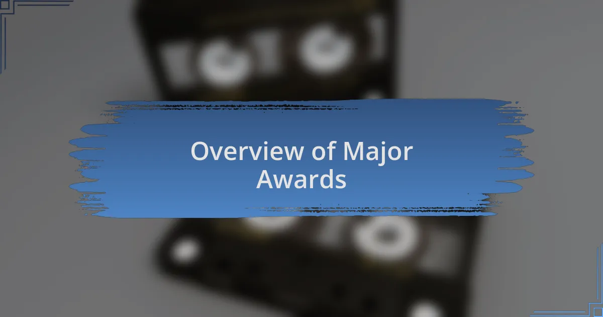 Overview of Major Awards