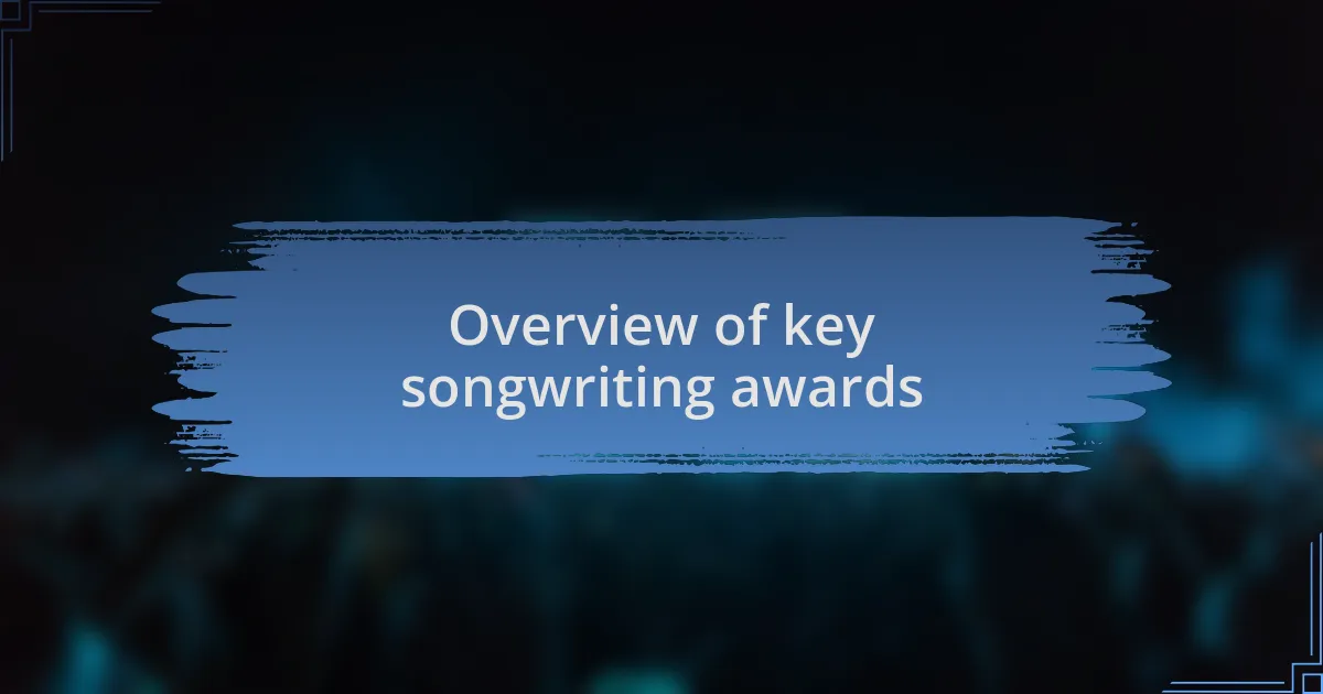 Overview of key songwriting awards